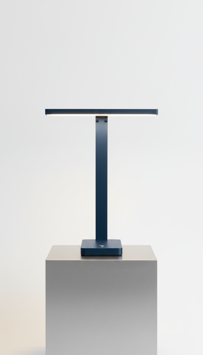 Lámpara de escritorio LED minimalista azul tech